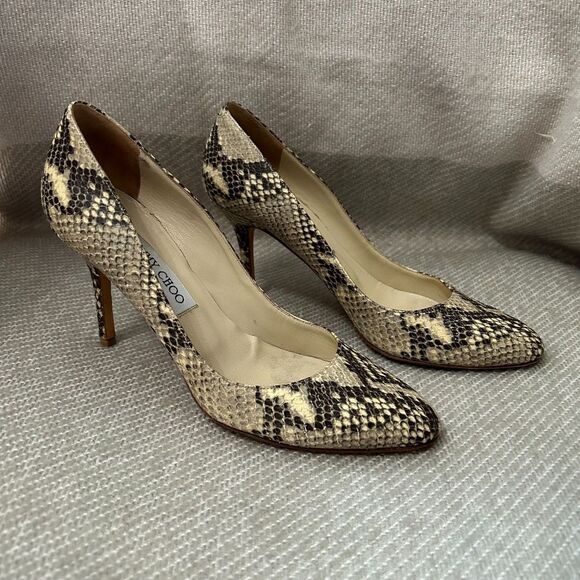 Jimmy Choo Gilbert Snakeskin Python Leather Pumps - Picture 1 of 14